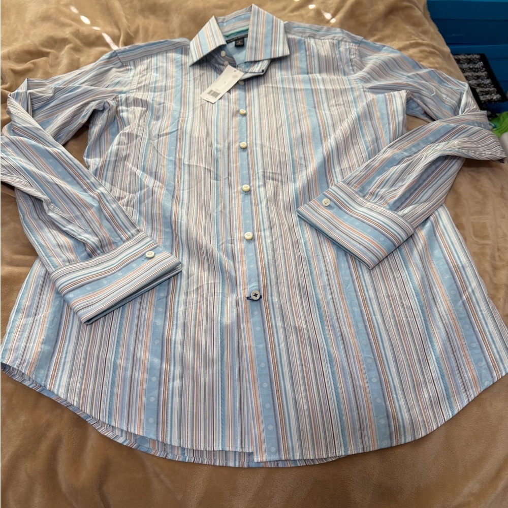 Men's Banana Republic Blue Striped Shirt NWT S 14/14.5